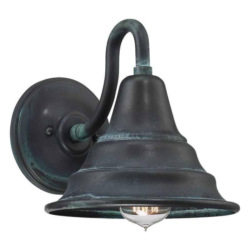 Carmel 1-Light Outdoor Wall Lantern in Aged Verde