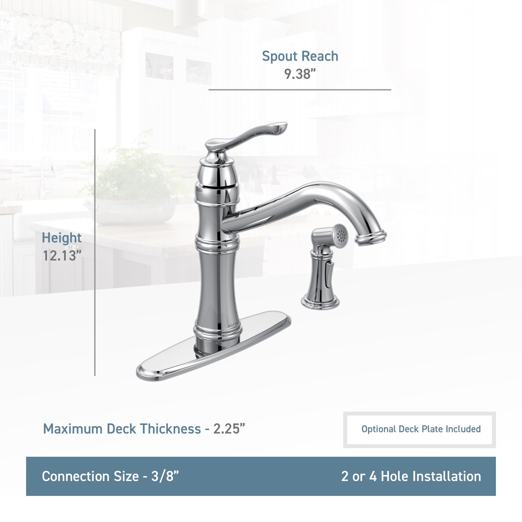 Shop Moen 7245 Belfield High Arc Single Handle Kitchen Faucet With Side Overstock 17031843 Chrome