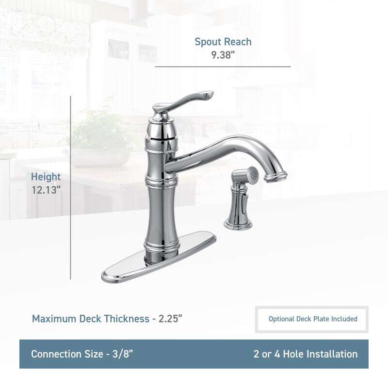 Moen Belfield1.5 GPM High-Arc Single Handle Kitchen Faucet with Side