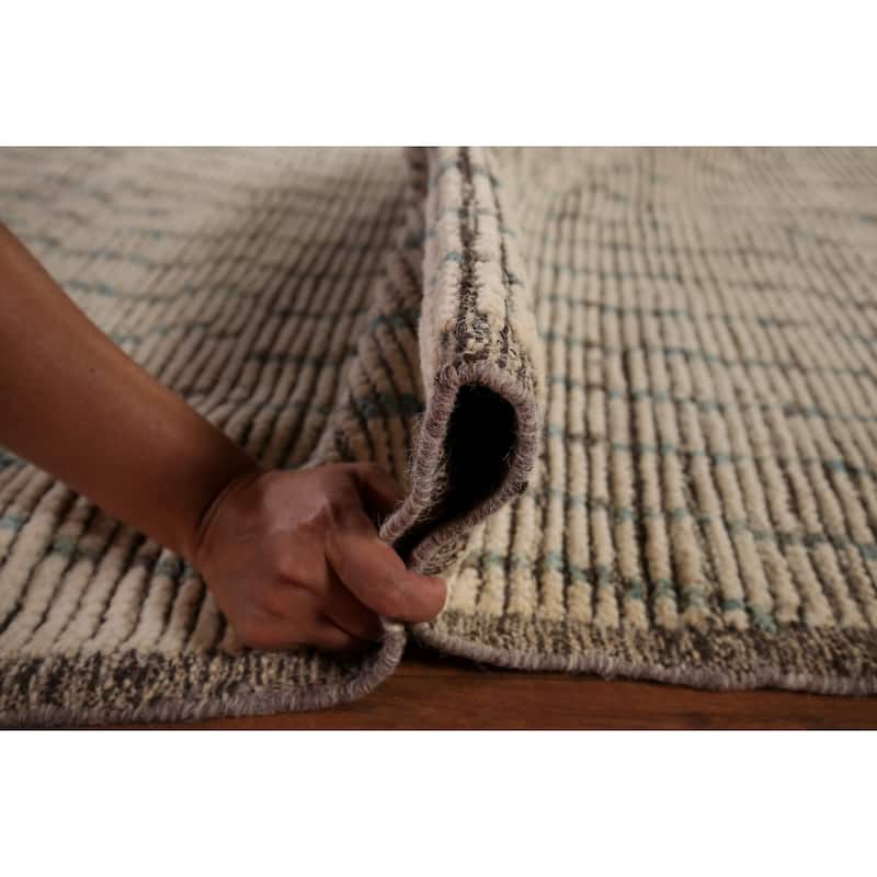 Earth Tone Striped Moroccan Large Area Rug Handmade Wool Carpet - 12'3" x 18'5"
