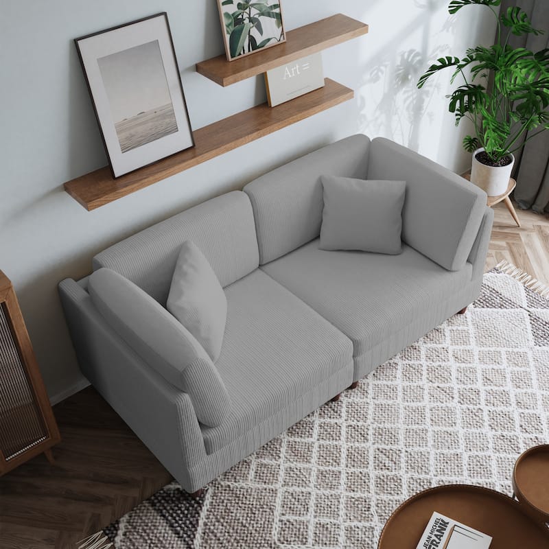 2-Piece Corduroy Loveseat Modular Sectional Sofa