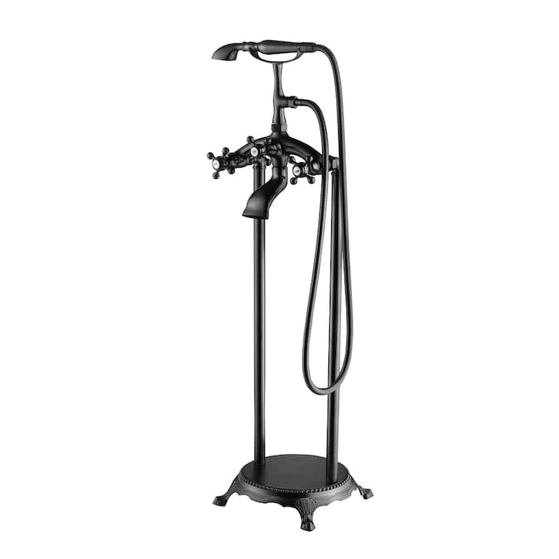 Tugela 3-Handle Claw Foot Tub Faucet with Hand Shower in Matt Black - Matt Black