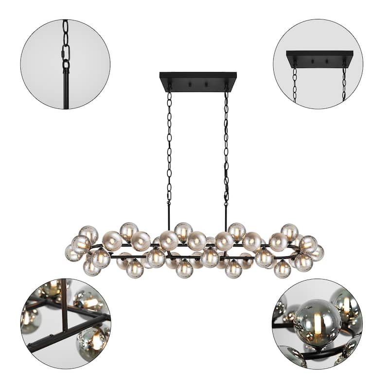 40-light Modern Large Bubble Sputnik Chandelier in Black for Dining Room