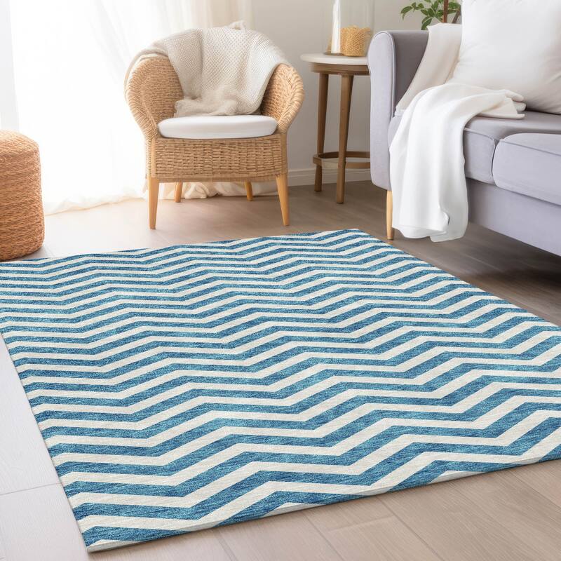 Premium Washable Super Soft Modern Chevron Mayfield Rug - Teal - 2'6" x 3'10"