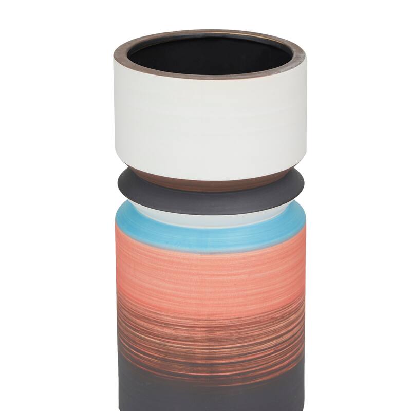 Ceramic Vase - Set of 2 Multi Colored - Roche River Decor - 5"W x 5"L x 14"H