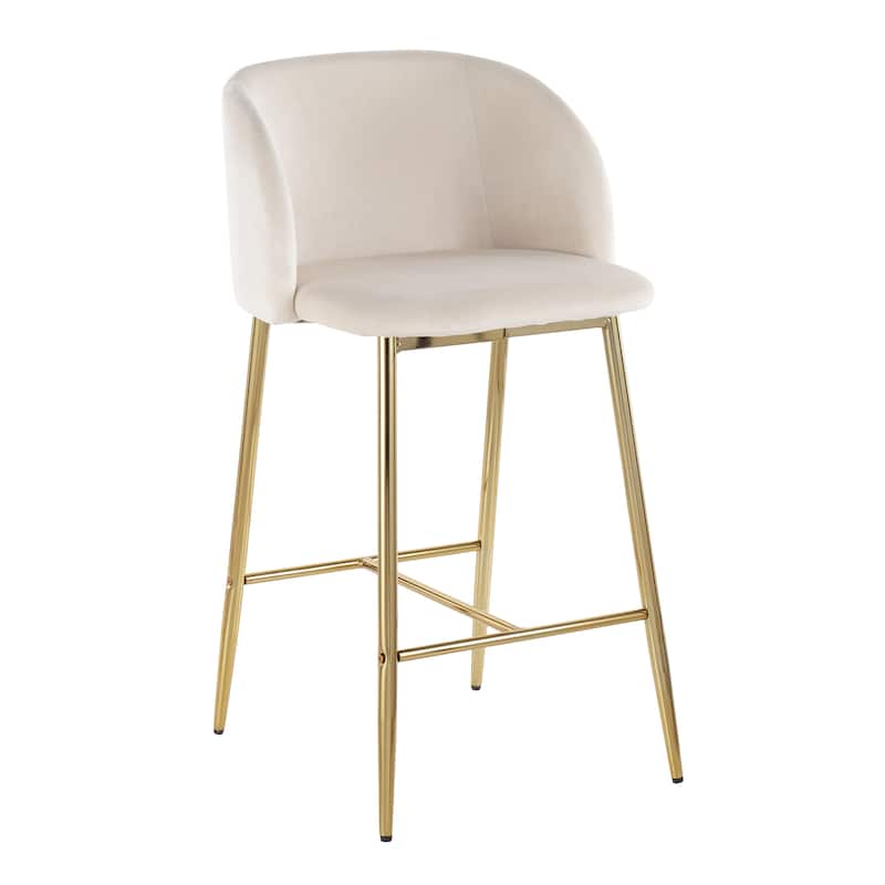 Silver Orchid Harding Velvet Counter Stool (Set of 2) - Cream Velvet & Gold