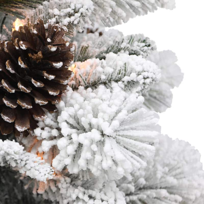Puleo International 4.5 ft. Pre-lit Flocked Potted Tree
