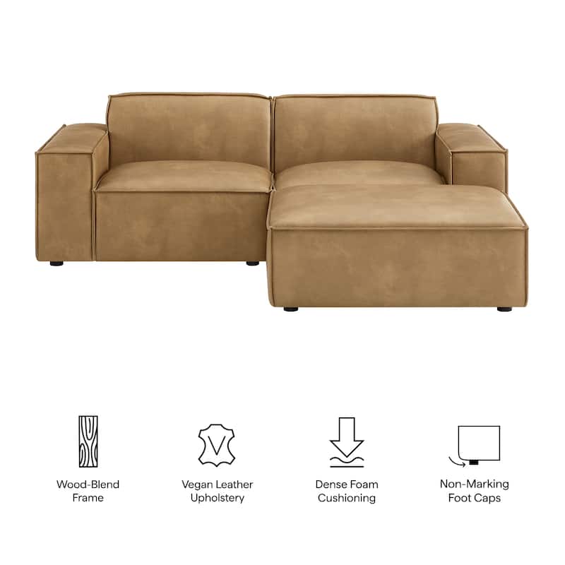 Restore 3-Piece Vegan Leather Modular Loveseat with Ottoman