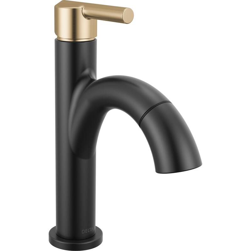 Delta 15749LF-PD Nicoli 1.2 GPM Single Hole Bathroom Faucet with Pull - Matte Black / Champagne Bronze