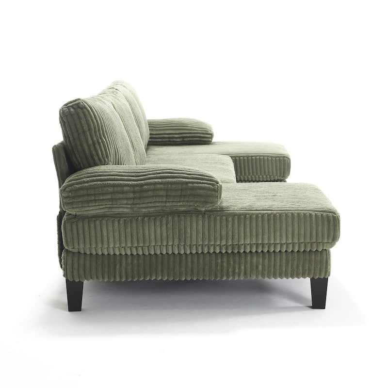 Symmetrical Corduroy Double Chaise Couch U-shaped Sectional Sofa