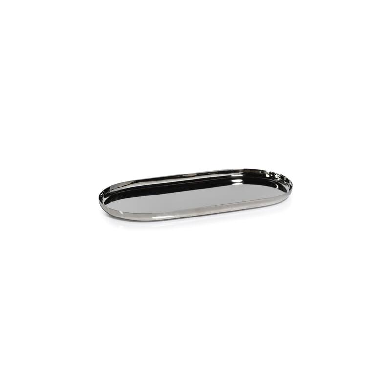 Perpignan Versatile Oblong Polished Steel Tray - Nickel - Small