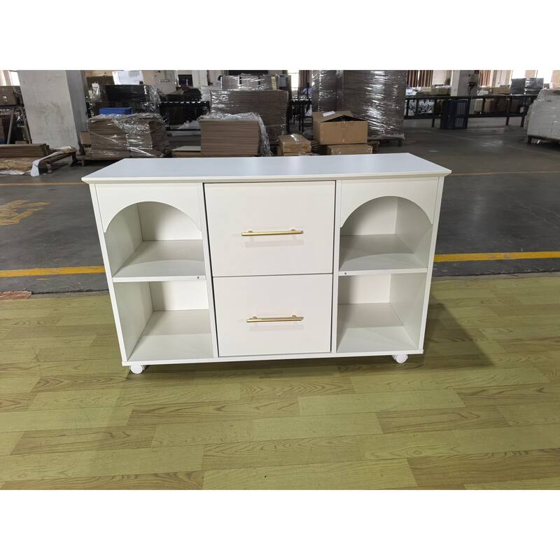 39.3'' Mobile File Cabinet for Home Office, 2 -Drawer, Fits A4/Letter Size - White