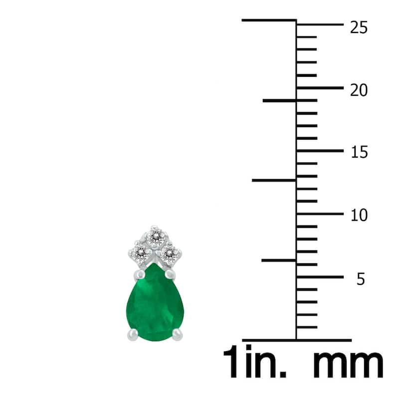 Marquee 14K White Gold 6x4MM Pear Emerald and Diamond Earrings