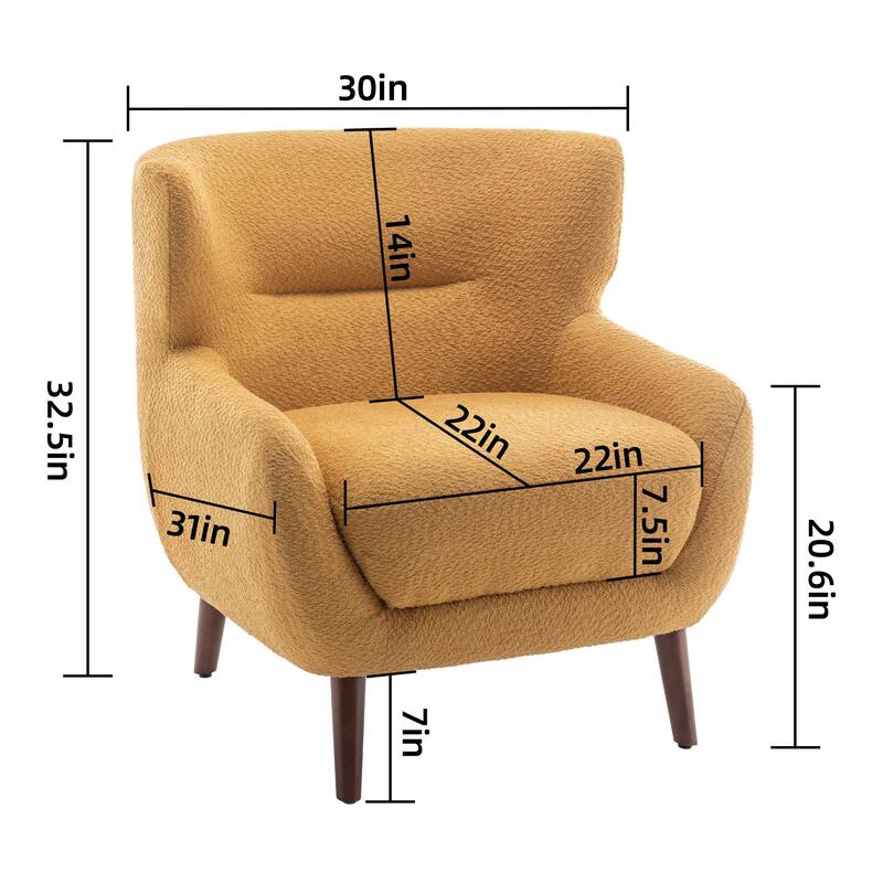 XINMICS Tufted Accent Chair, Wingback Upholstered Armchair for Living Room, Bedroom, Set of 2