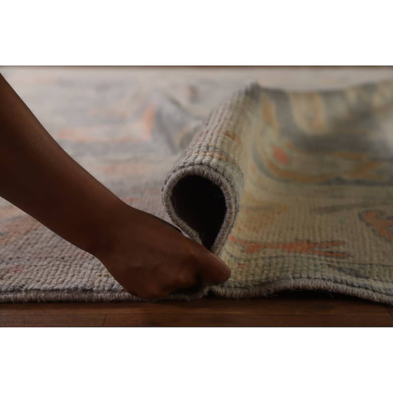 Hand Knotted Oriental 100% Wool Carpet Transitional All-Over Greys & Charcoal Oushak Area Rug - 12' 0'' X 8' 1''