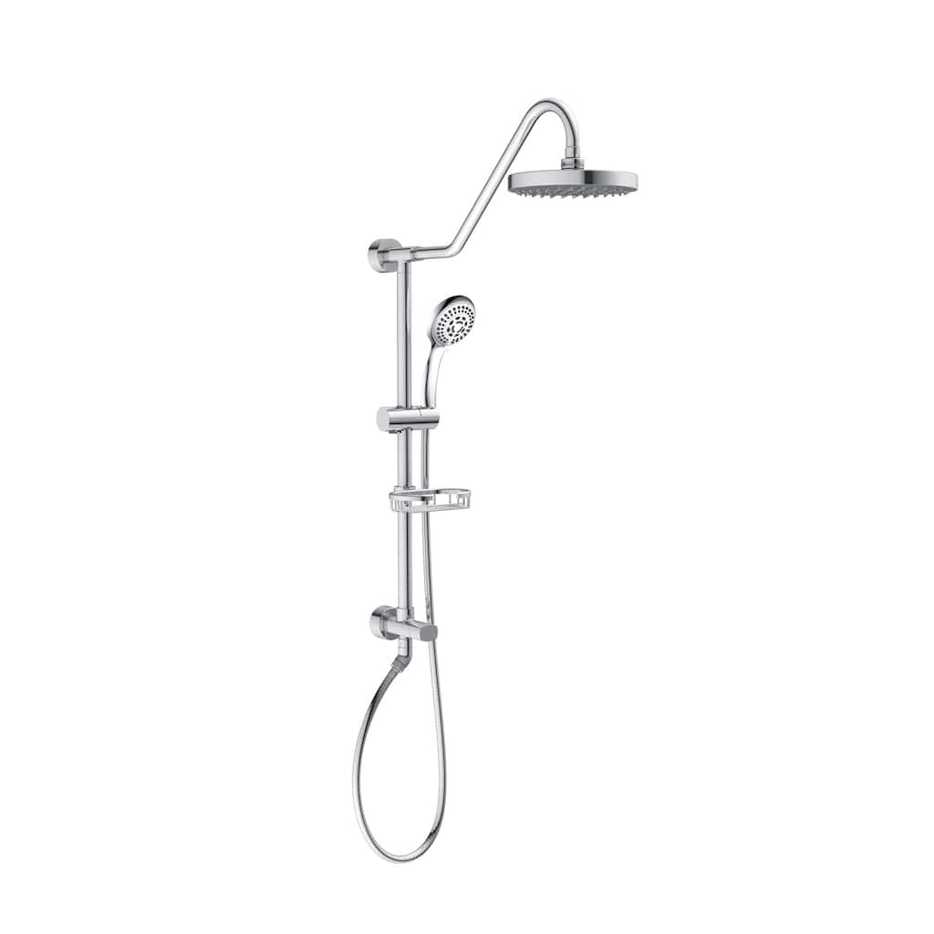 Kauai III 8-in Rain Showerhead Shower System with Slide Bar and Integrated Soap Dish Chrome 1.8 GPM