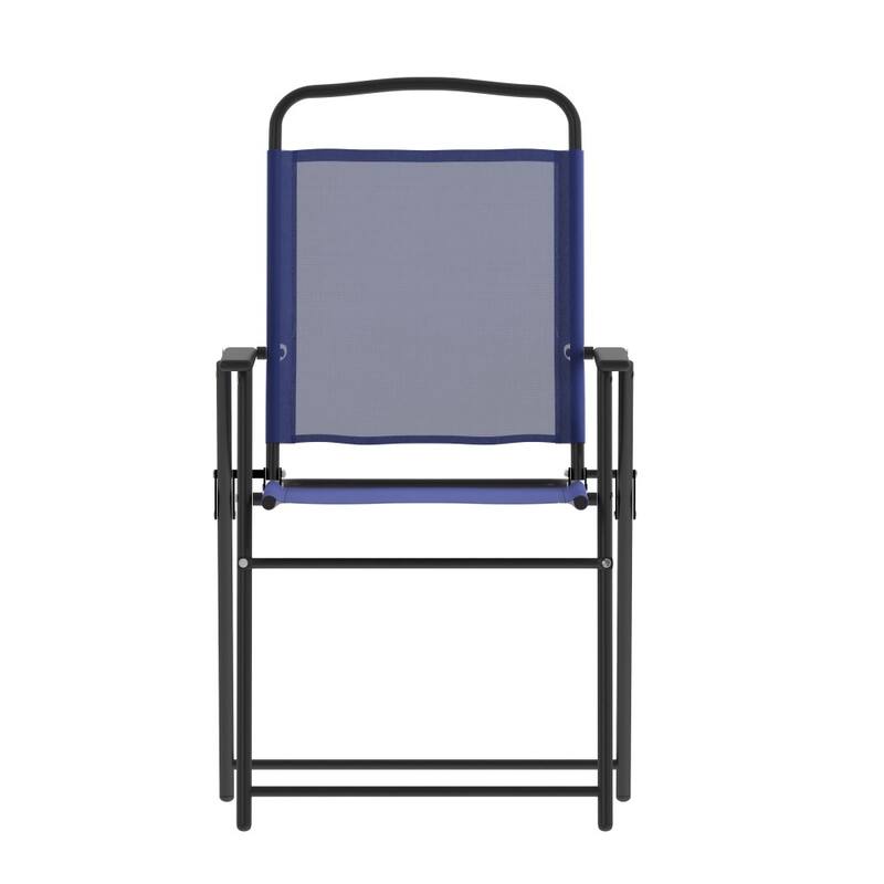 Set of 2 All-Weather Textilene Patio Sling Chairs with Armrests