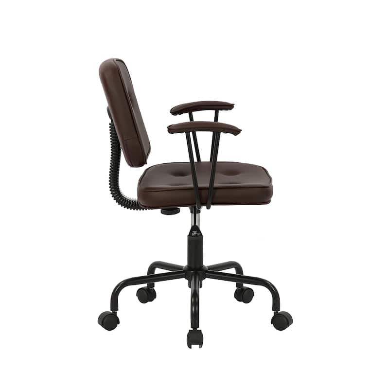 Porthos Home Dario Swivel Office Chair, PU Leather, Roller Metal Base