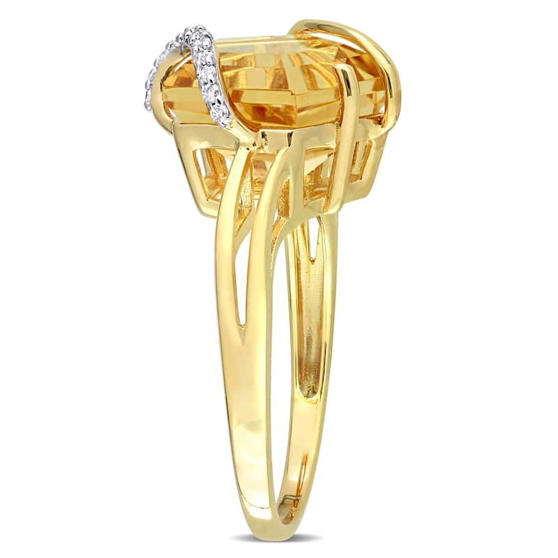 Miadora Fancy-cut Citrine & Diamond Accent Swirl Cocktail Ring in Yellow Plated Sterling Silver