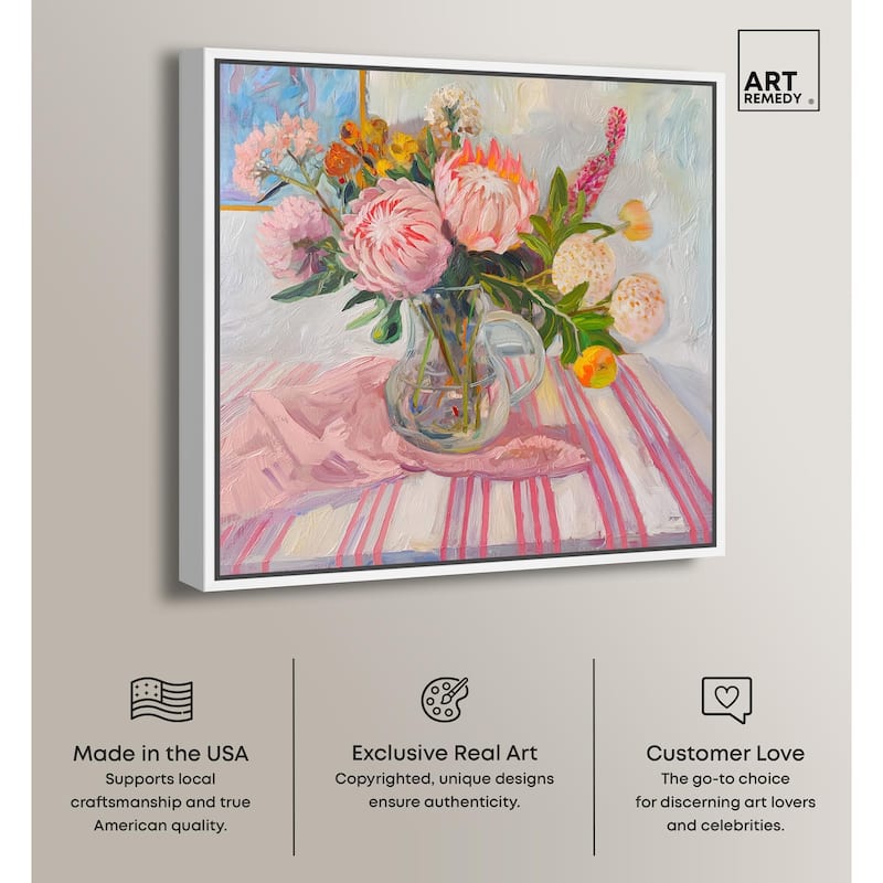 Pink Protea Pitcher Canvas by Art Remedy