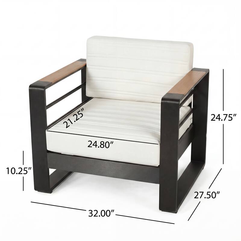 Giovanna Outdoor Aluminum Club Chairs with Faux Wood Accents (set of 2) by Christopher Knight Home