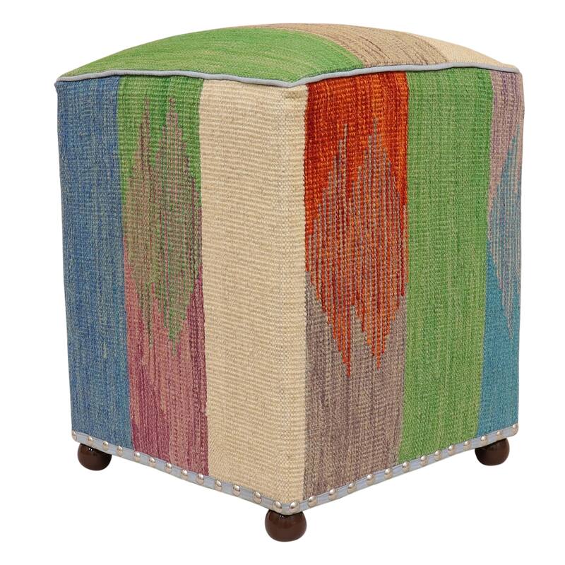 Modern Cato Handmade Kilim Upholstered Ottoman