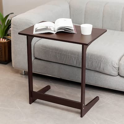 Tv Tray Table Bamboo Tv Dinner Table C Shaped end Table for Sofa Couch Laptop Living Room Bedroom Brown