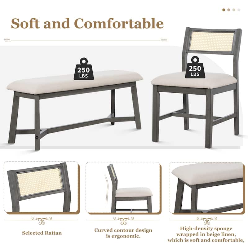 6-piece Retro Farmhouse Style Dining Set