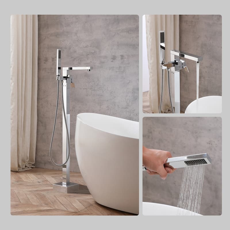 Indigo Home Floor Mounted Roman Tub Faucet with Handshower