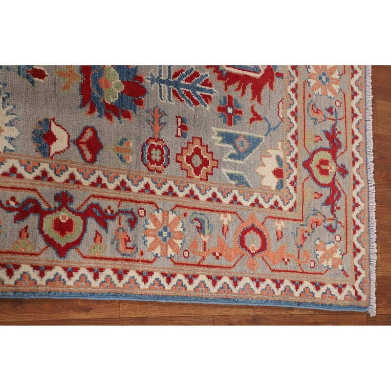 Grey Kazak Area Rug Hand-Knotted Traditional Wool Carpet - 4'10" x 6'6"