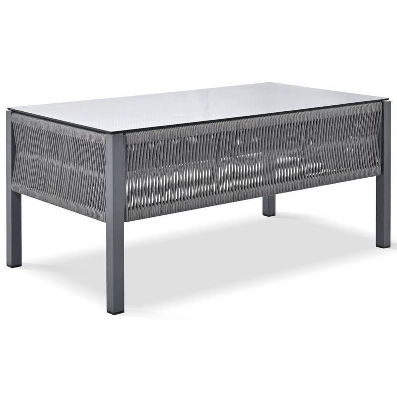 4-Piece Patio Furniture Set, Outdoor Garden Conversation Set with Tempered Glass Table, Deep Seating and Thick Cushion