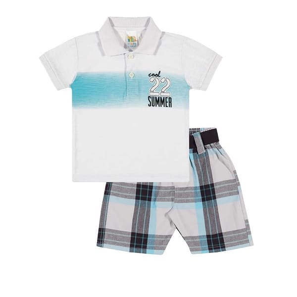 Shop Baby Boy Outfit Infant Polo Shirt And Plaid Shorts Set Pulla