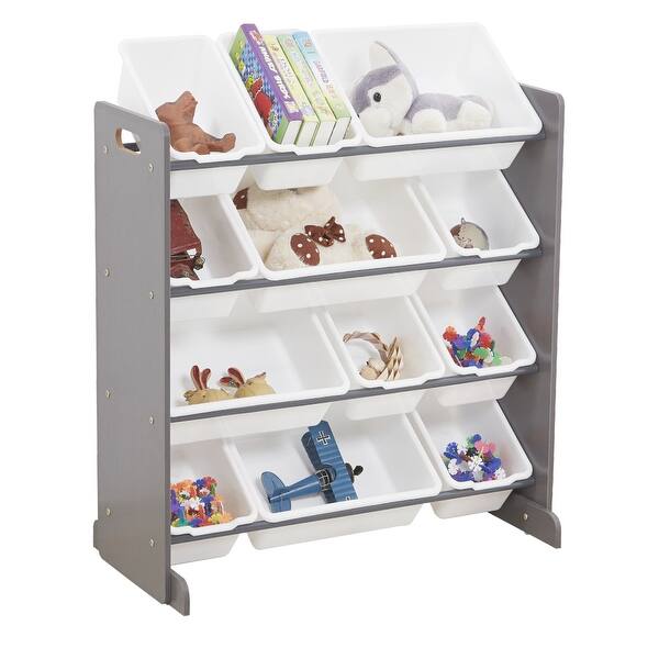 Children Furniture Kids' Toy Storage Organizer with 12 Plastic Bins