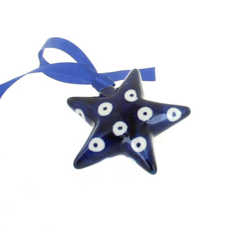 Blue Rose Polish Pottery K076 Manufaktura Star Ornament - Dots