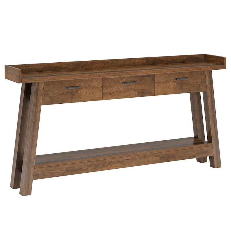 70.9'' Long Console Table with 3-Drawer, 2-Tier SofaTable for Entryway