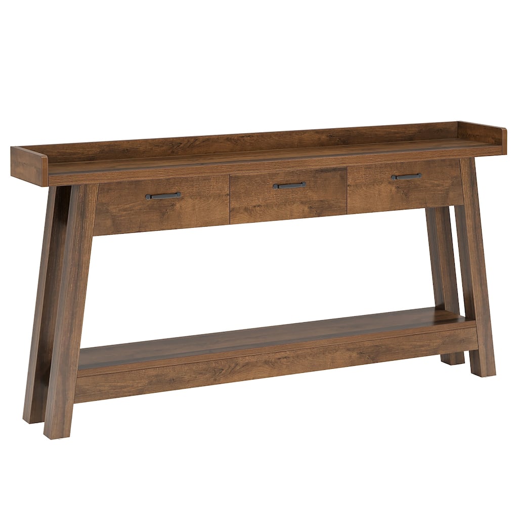 70.9'' Long Console Table with 3-Drawer, 2-Tier SofaTable for Entryway