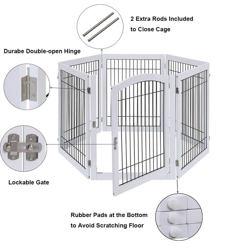 Unipaws Pet Playpen for Dogs, Freestanding 6 Panels Dog Gate