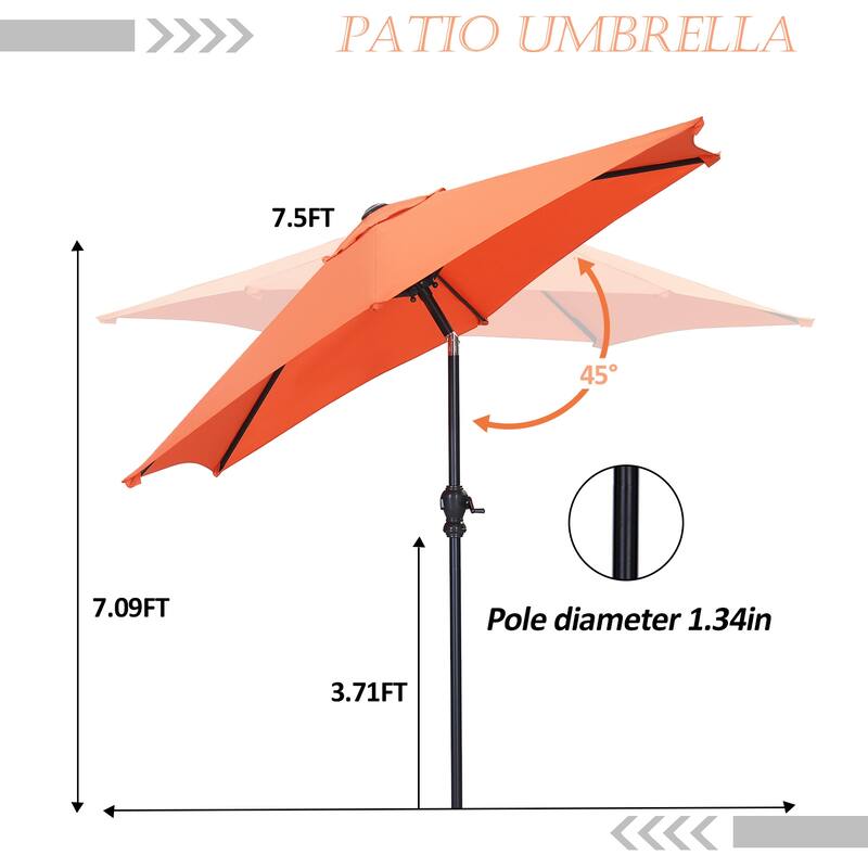 Ainfox 7.5ft Patio Umbrella Outdoor Umbrella Tilt Multi-color Without Base
