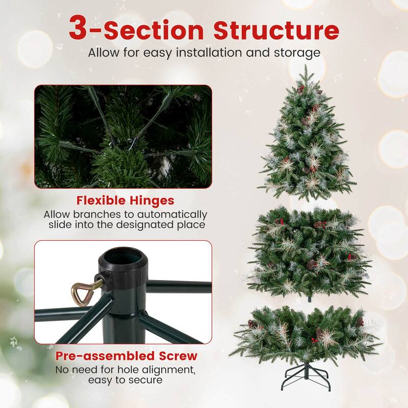 Costway 5/6/7 FT Artificial Christmas Tree with 602/806/1072 Branch - Green - See Details