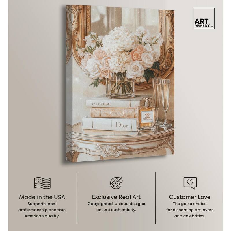 Mirror and Classy Glam Books Canvas by Art Remedy, Gallery Wrapped