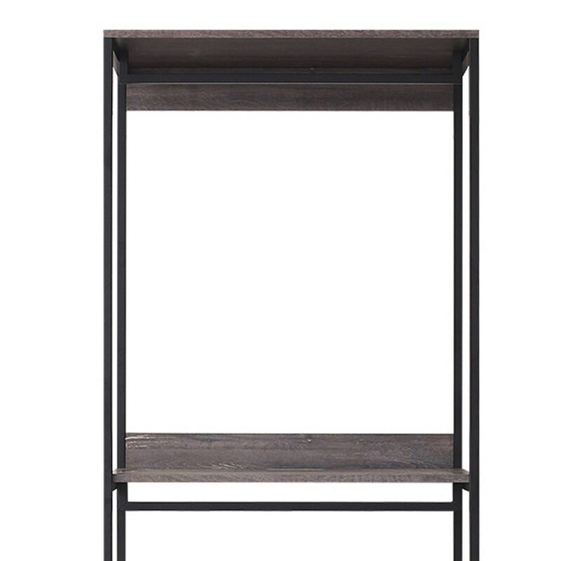 Gin Modular Closet System, 3 Rustic Gray Shelves, 2 Hanging Rods, Black