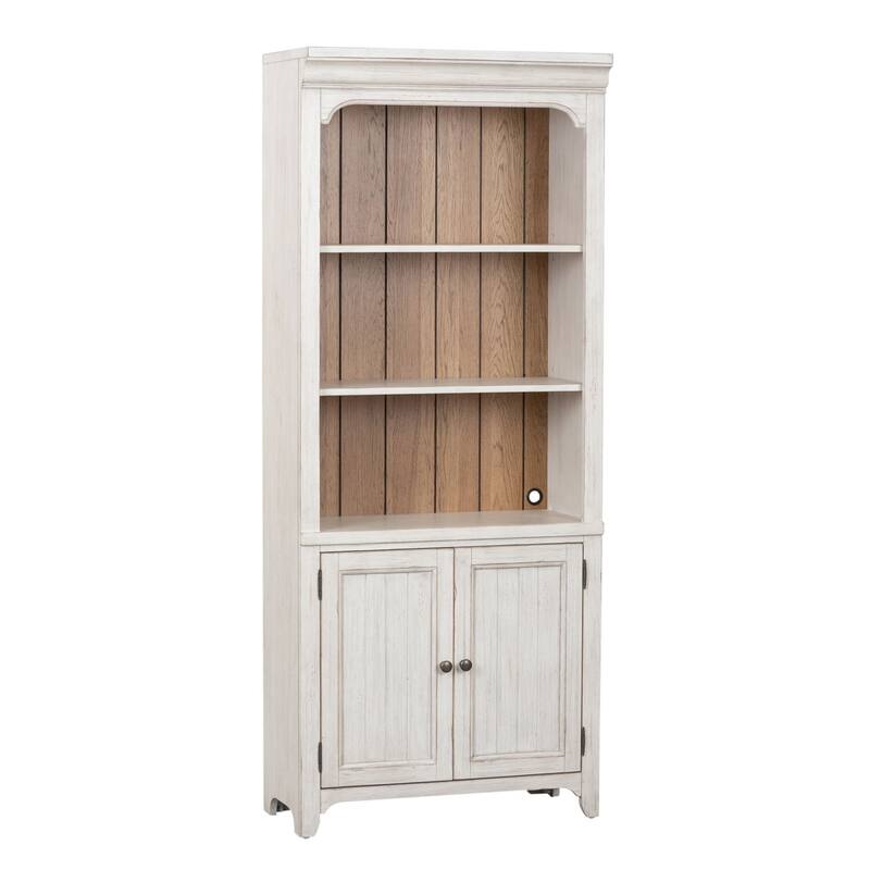 Farmhouse Reimagined Antique White with Chestnut Bookcase - Width 32" x Depth 16" x Height 78"