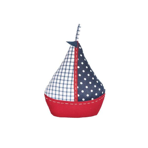 slide 1 of 1, Blue Nautical Boat Door Stop - 9.5" x 4.5" x 12"
