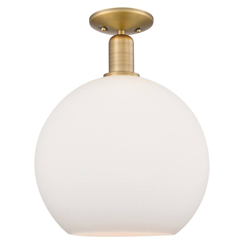 Innovations Lighting 716-1C-16-12 Athens Semi-Flush Athens 12" Wide - Brushed Brass / Matte White