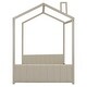preview thumbnail 9 of 8, Full Size Velvet House Bed Wood Bed, Beige