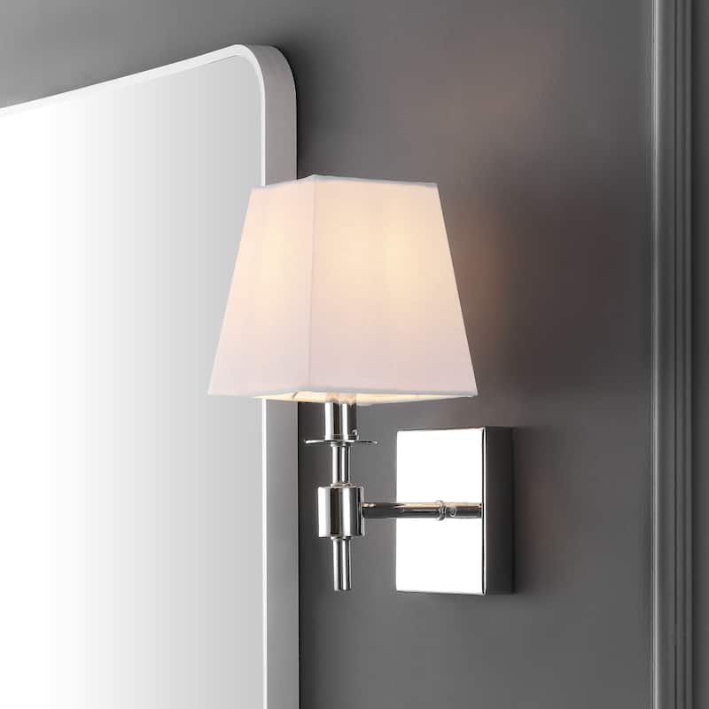 SAFAVIEH Lighting Bara 7-inch Fabric Shade Wall Sconce with Bulbs (Set of 2) - 7.3 In. W x 5.5 In. D x 11.3 In. H - 7Wx6Dx11H