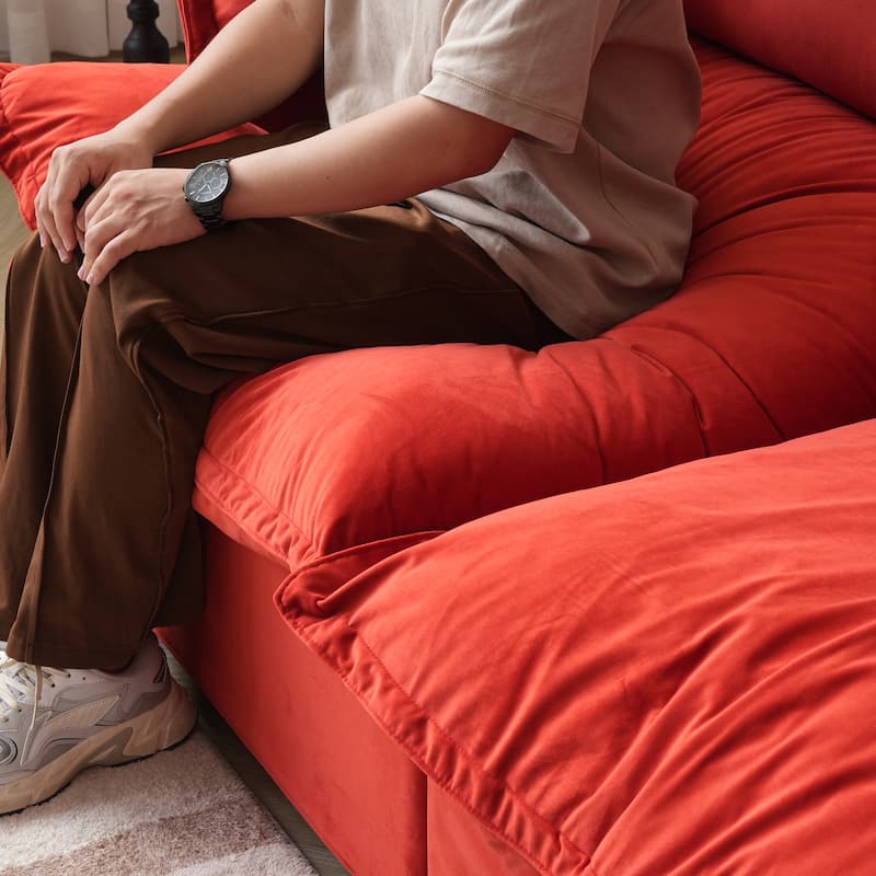 Modular Sectional Sofa Couch, 122.82" Velvet 3 Seater Sofa