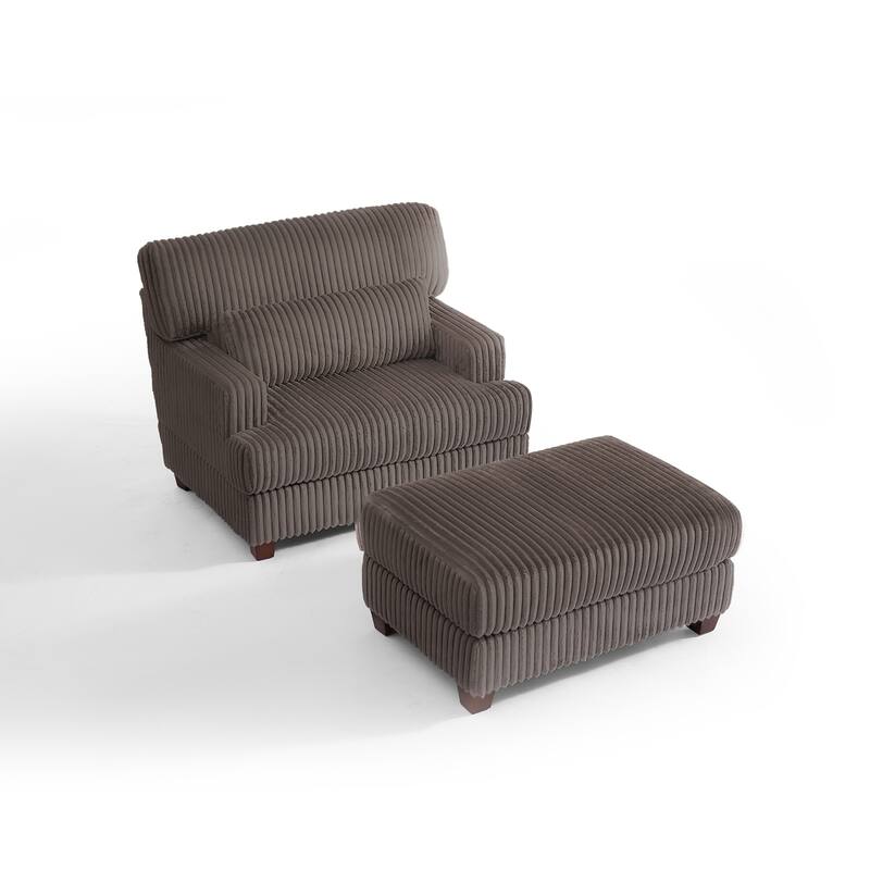 36" Wide Oversized Upholstered Chaise Lounge Accent Chair with Ottoman