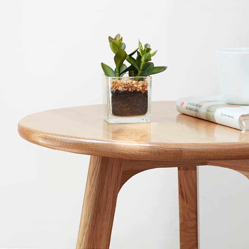 Christopher Knight Home - Lucas Solid Oak Wood Round End Table with Sturdy Three-Legged Design