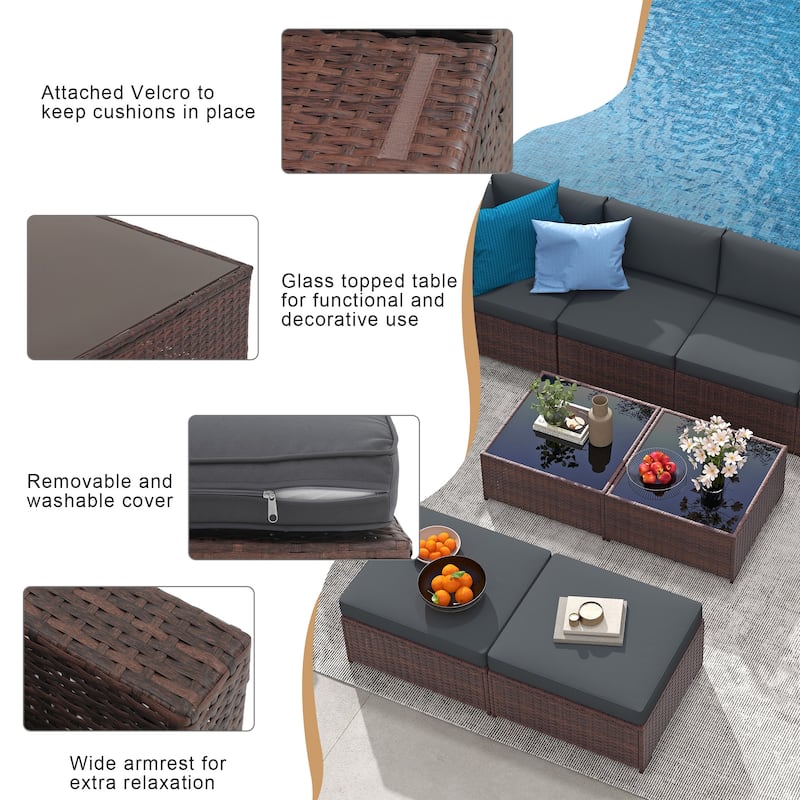10-piece Wicker Sectional Sofa Set